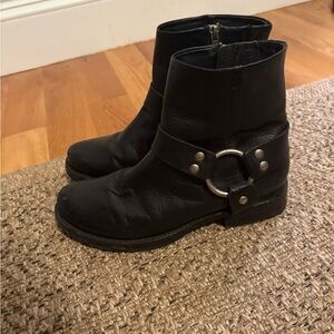 FRYE AND CO. Black Ankle Boots with Silver Buckle